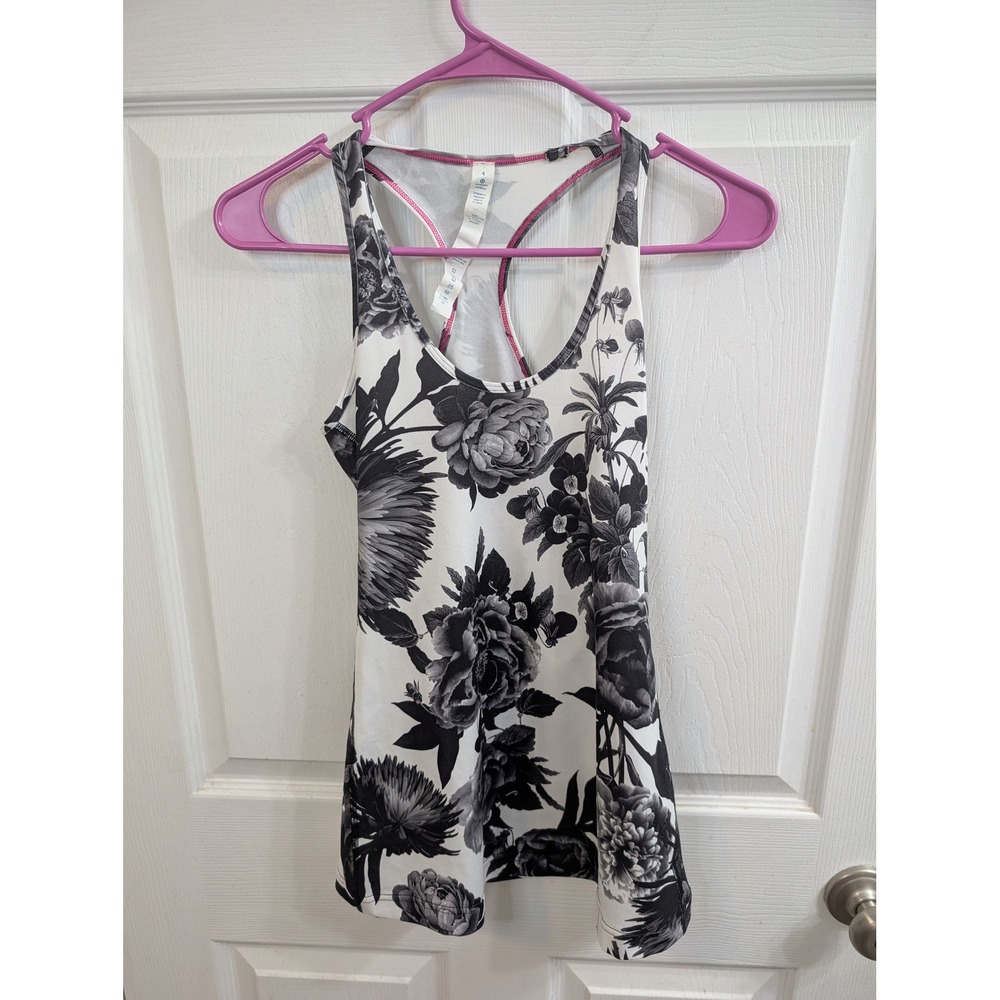 Lululemon Cool Racerback Tank Top Womens Brisk Bloom Yoga Gym Sport‎ - Size 4